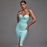 Vestido midi de tirantes, sin mangas y liso